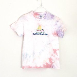 Pastel Tie-Dye Virginia Beach VA Embroidered Sailboat T-shirt | Size L